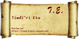 Timári Eta névjegykártya